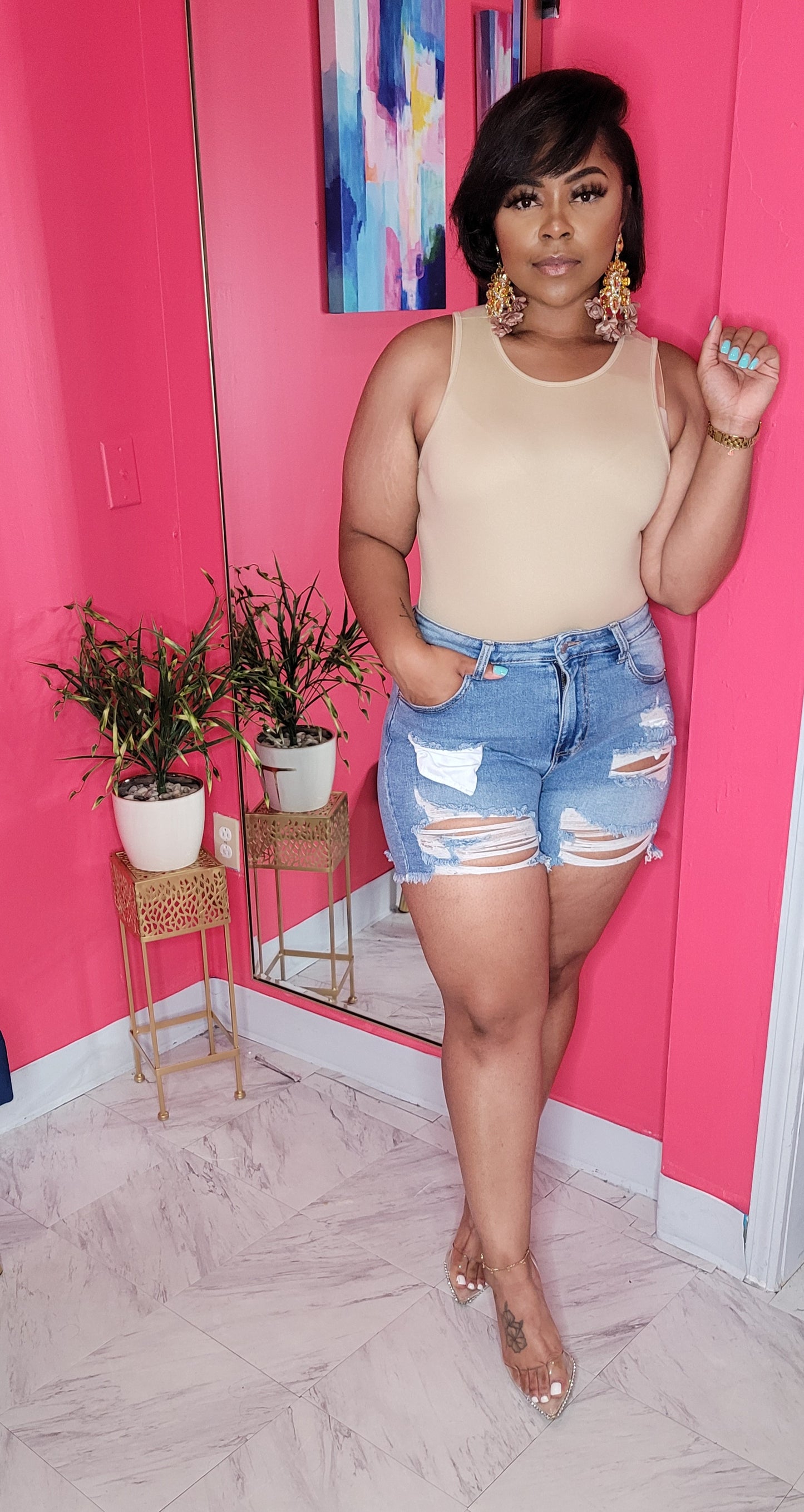 Girlfriend Denim Shorts